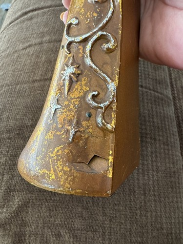 Vintage Nativity Figures Bookends? 12” Resin Gold Tone Joseph Mary Jesus SEE - Picture 10 of 10