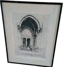 AC Webb Etching Gothic Portal Signed Original Artist Proof 1930 France Numbered 