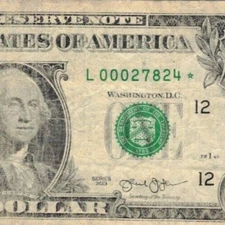 Low Run Only 80K Printed Star Note 2013 L00027824* Fancy $1 Bill SHEETS