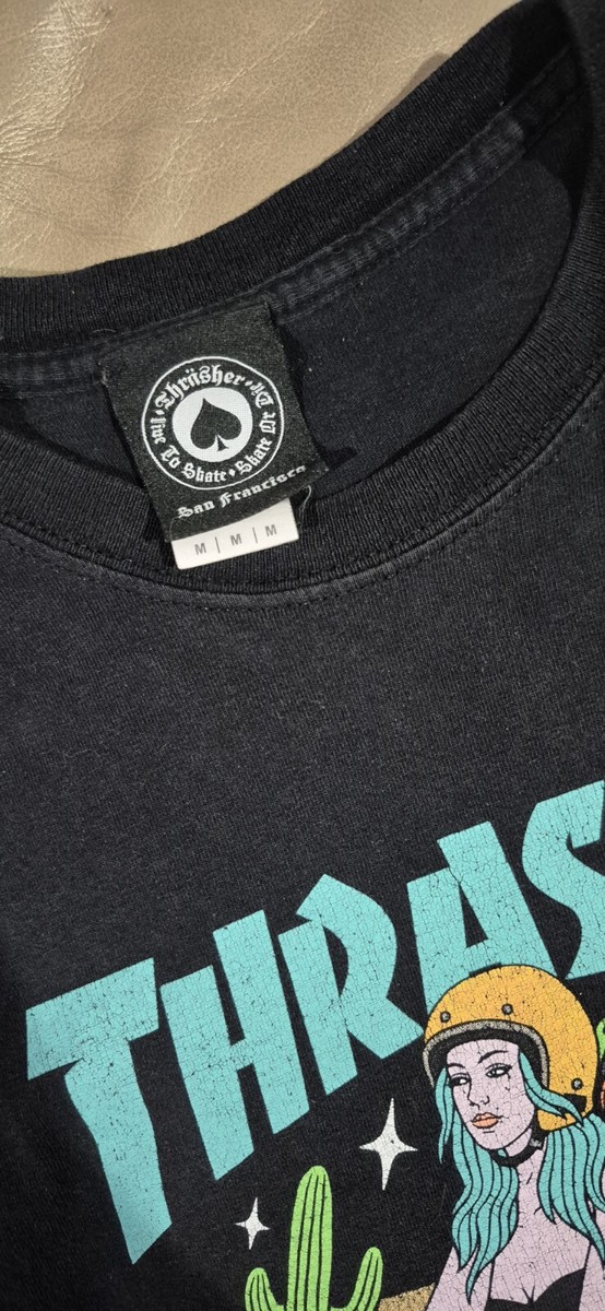 Thrasher Motorcycle Girls T-shirt Black Vintage Skateboard