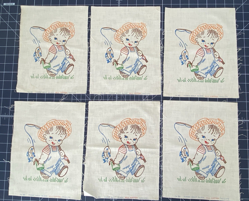 Lot of 24 VTG Kiddie Quilt Blocks Stamped No 82 Boys Girls Ballerina Baseball - Picture 8 of 15