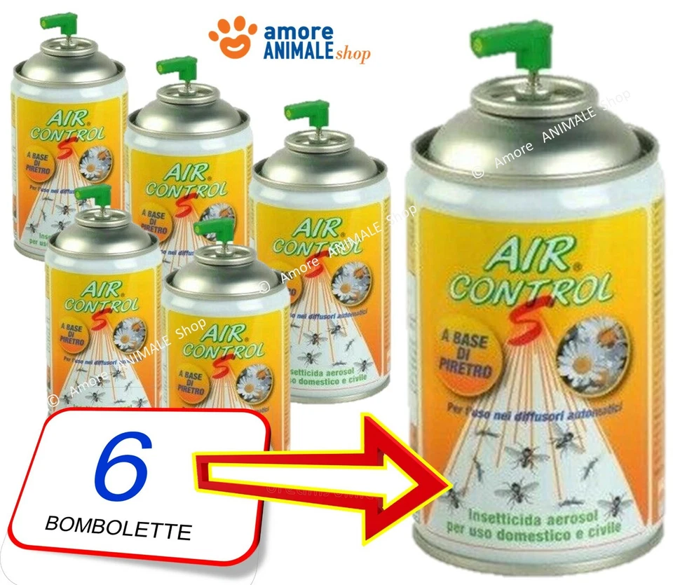 AIR CONTROL S → 1/ 3/ 6/ 12 bombolette Insetticida al Piretro per Mosche Zanzare