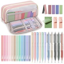 Schulsachen Set Mäppchen Rosa Aesthetic Textmarker Pastell Schreibwaren 32 Stück