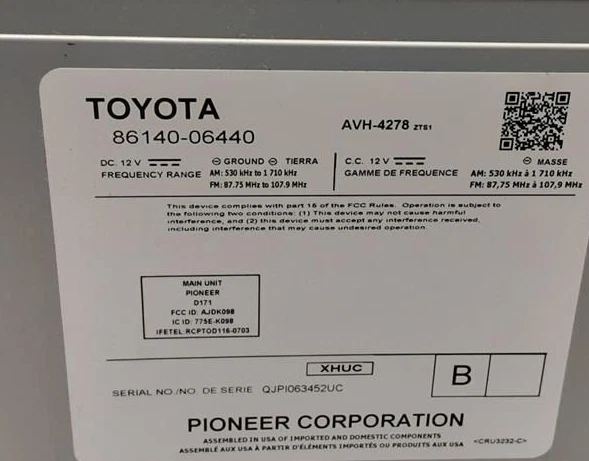 Toyota Camry AM FM 2018 radio navegación pantalla y receptor 86140-06440 OEM Foto 3 de 3