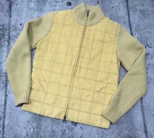 FAY Women's Knitted Cashmere Nylon Full-Zip Yellow High Neck Jacket Size XS