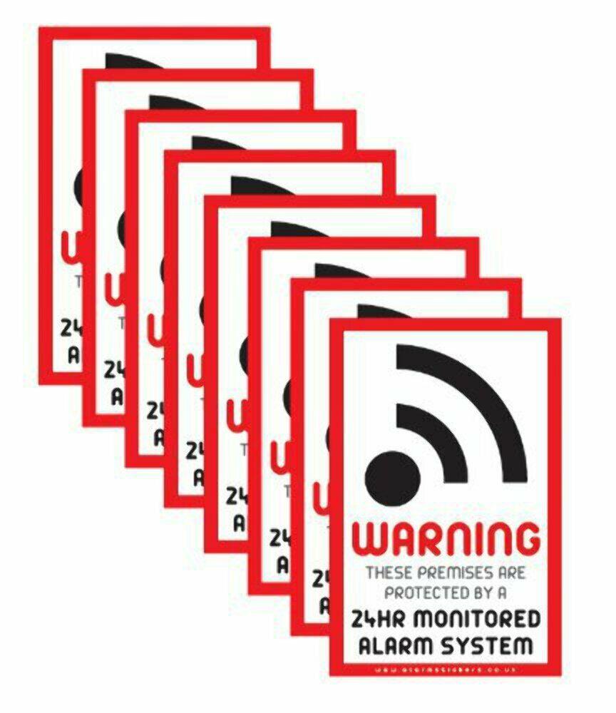 8-Pack Intruder Alarm Security Stickers for Windows and Outdoor Use