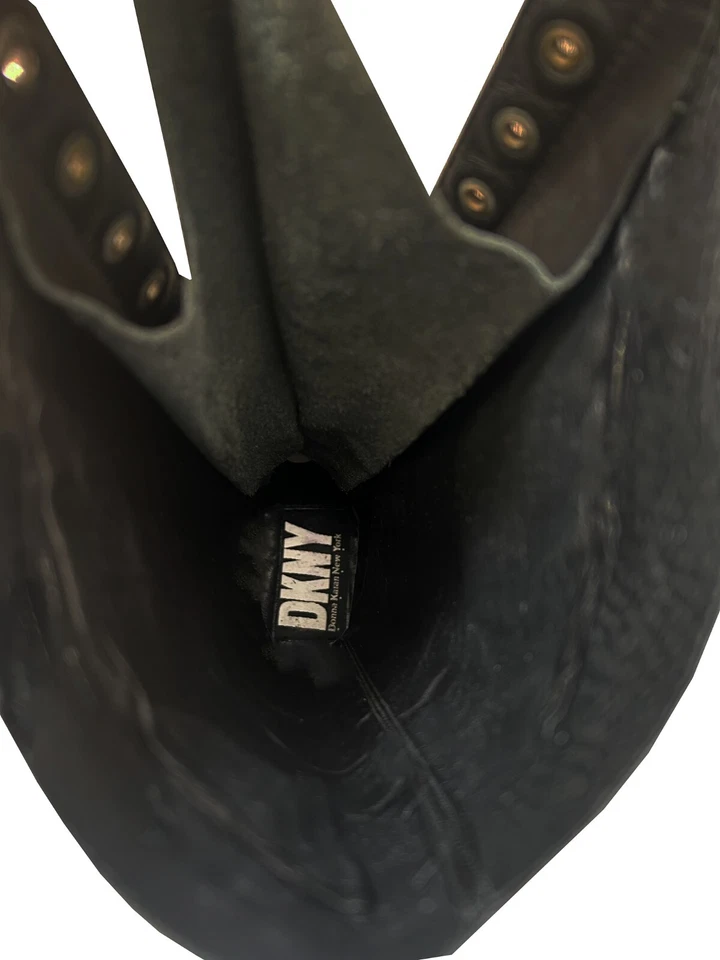 Vintage Leather DKNY tall hook & lace black boots - Image 4 of 4