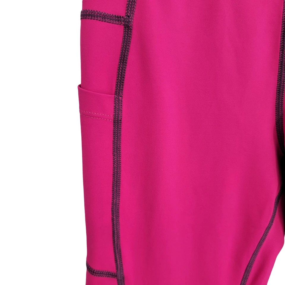 Leggings capri recortados con bolsillo rosa neón Zyia Foto 2 de 4