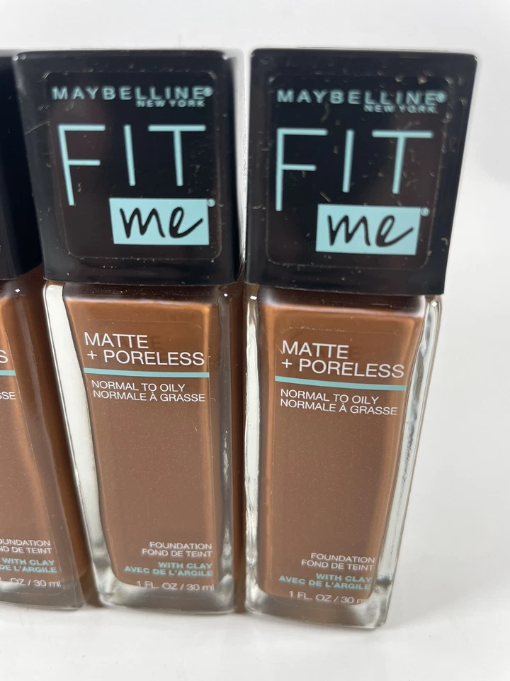 Lot Of 4 Maybelline Fit Me Matte Poreless Foundation Deep Shades Clay 365 Nutmeg - Image 2 of 4