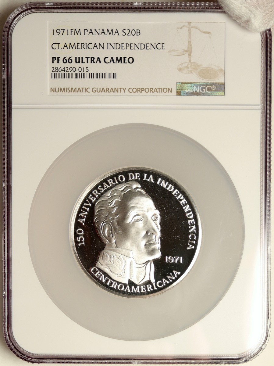 1971 PANAMA 150 Yrs SIMON BOLIVAR 3.8oz Proof Silver 20 Balboas