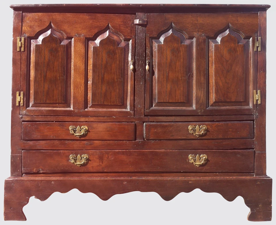 ANTIGUO APARADOR CONSOLA SERVIDOR DE PRINCIPIOS DEL SIGLO XVIII WILLIAM & MARY EN ROBLE Y TEJO Foto 3 de 4