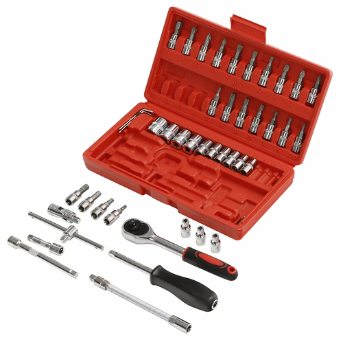 46pcs Metric Socket Set 1/4" Drive Screwdriver Set Ratchet Torx Hex Wrench Bit - Picture 15 of 19