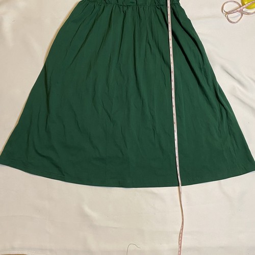 STYLEWORD V-Neck Long Puff Sleeve Swing Midi Dress Women Small Green W/Pockets - Picture 10 of 21