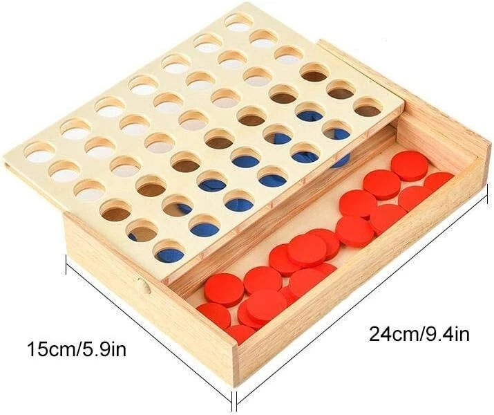Connect 4 In A Row Four In A Line Board Game Family Fun Match 4 Row Wooden Toy - Image 3 of 4