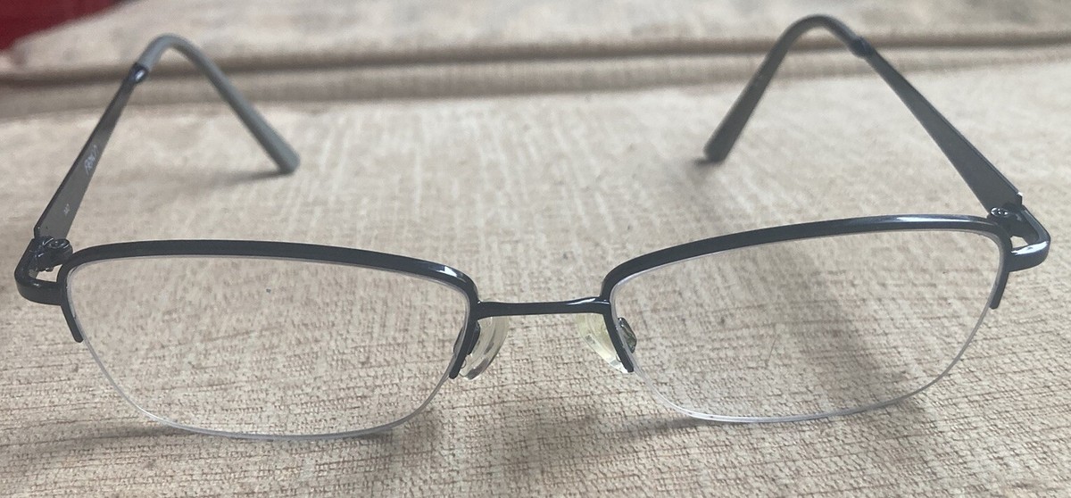 Flexon 412 Hepburn Navy Blue Gray Eyeglasses Frames Rectangle Half Rim Flexon Washington 600 412 Eyeglasses Men main image 4