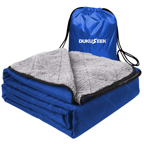 DUKUSEEK Sherpa Waterproof Outdoor Blanket, Large Sherpa Hooded Stadium,Camping - Picture 9 of 10