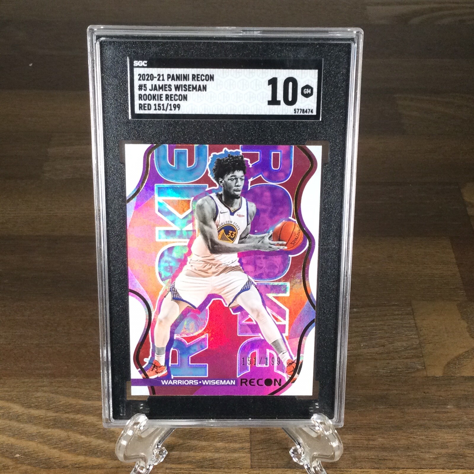2020-21 Panini Recon Red James Wiseman #5 151/199 SGC Gem 10 Rookie Recon