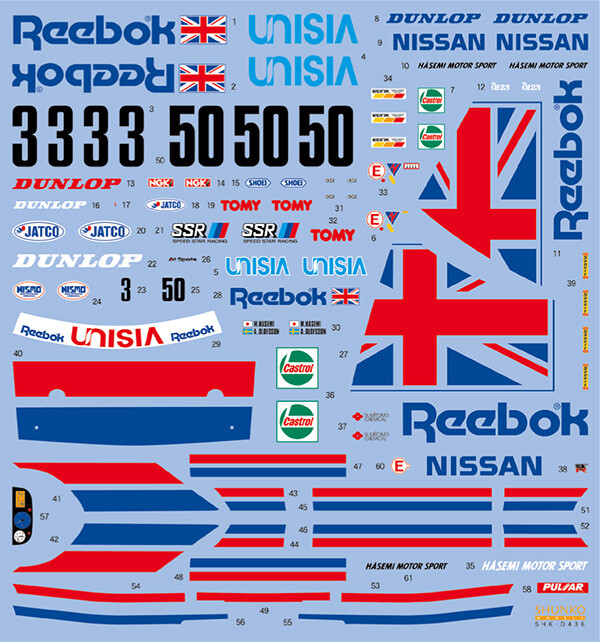 SHUNKO MODELS 1/24 Reebok Nissan Skyline GT-R R321991 Decal Tamiya
