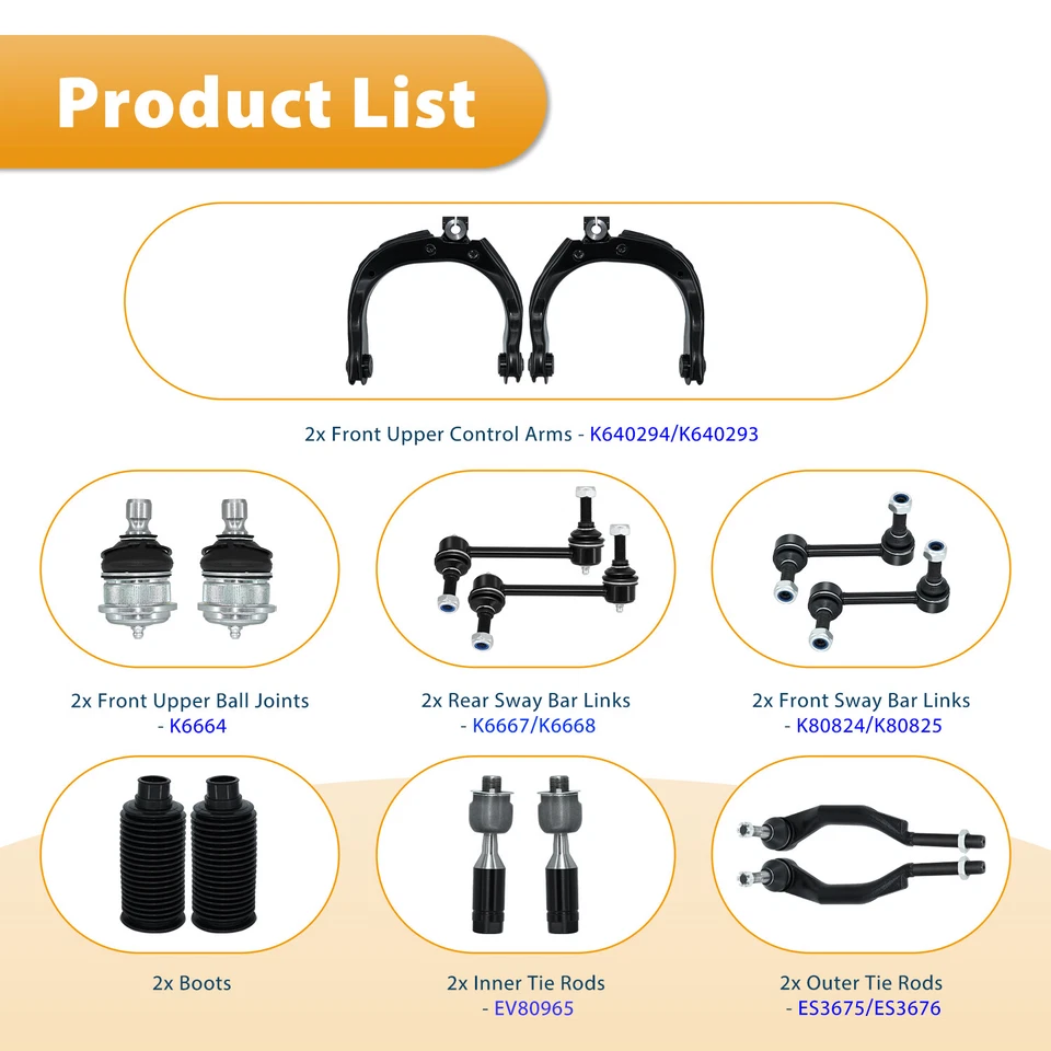 Kit completo de suspensión delantera de 14 piezas para Chevy Trailblazer y GMC Envoy 04-07 Foto 3 de 4