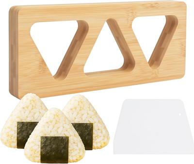 Onigiri Maker Set aus Bambus Reisschaber Sushi Form für Bento und Meal Prep