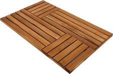 Teak Wood Bath Mat, 32 X 20 Inch Large Wooden Shower Mat for Bathroom, Non Slip