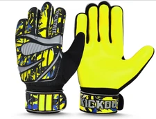 Kickout Soccer Goalie Gloves 3mm Latex Super Grip & Protection Yellow size 7 New