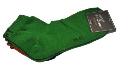 Dr. Bieler Herren Sport Quarter Socken in blau, orange und grün - 39/42 + 43/46