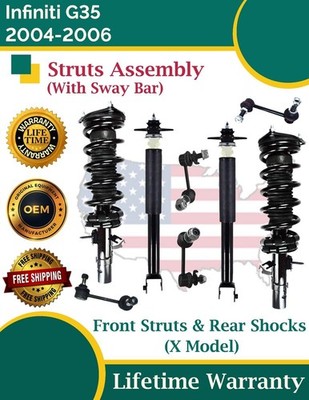 New OE Front Struts & Rear Shocks With Sway Bar For 2004-2006 Infiniti G35 3.5L