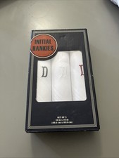 New Set of 3 Initial Hankies Handkerchiefs Monogrammed Letter D 100 Cotton Gift
