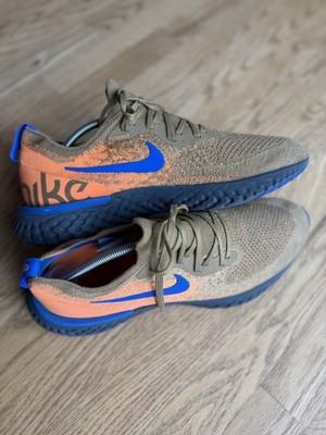 Nike Epic React Flyknit Mowabb Athletic Shoes Sneakers Tan Orange Blue 12