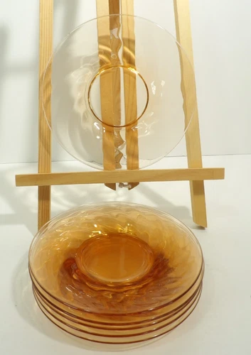 Vintage Amber Depression Glass Salad Dessert Plates Set of 6