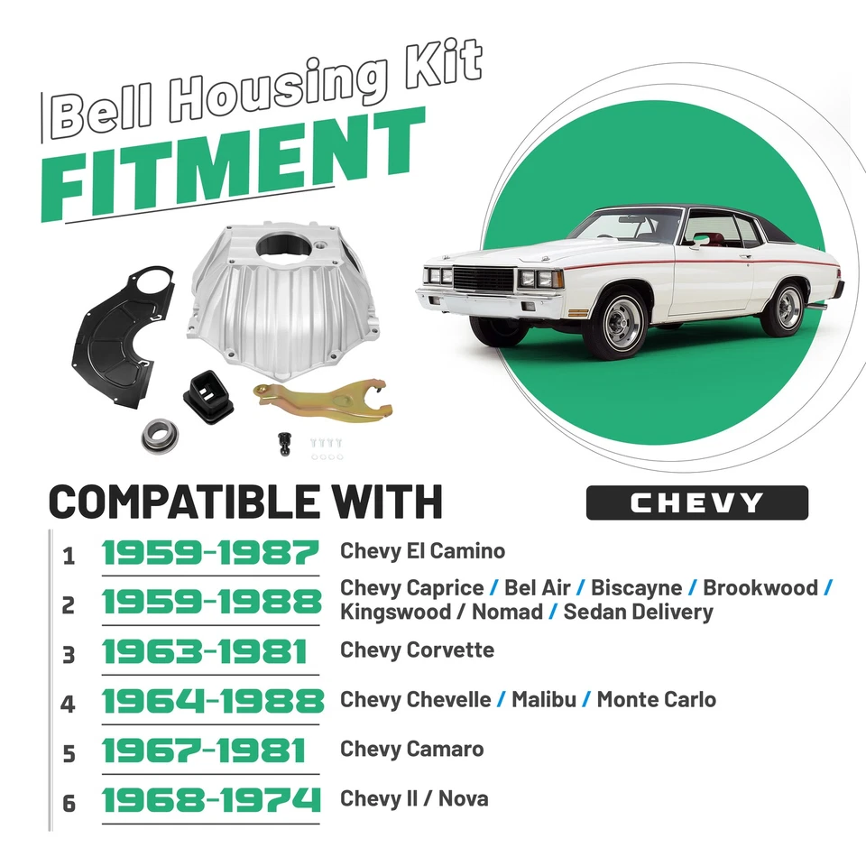 SBC BBC 11" Embrague Manual Aplicaciones Campana Para Chevy 1959-1988 #3899621 Foto 3 de 4