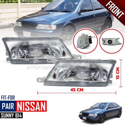 Head Lights Front Lamp Pair Clear Lens Fit Nissan Sunny B14 1993