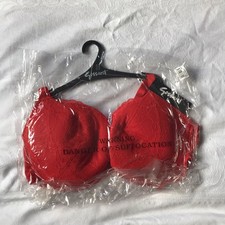 Image of Gossard Superboost Lace Padded Plunge Bra Chilli Red 38FF New with Tags Ref 7711