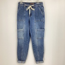 Judy Blue Womens Meadow Breeze High Rise Cuffed Cargo Jogger Med Blue Size 27/5