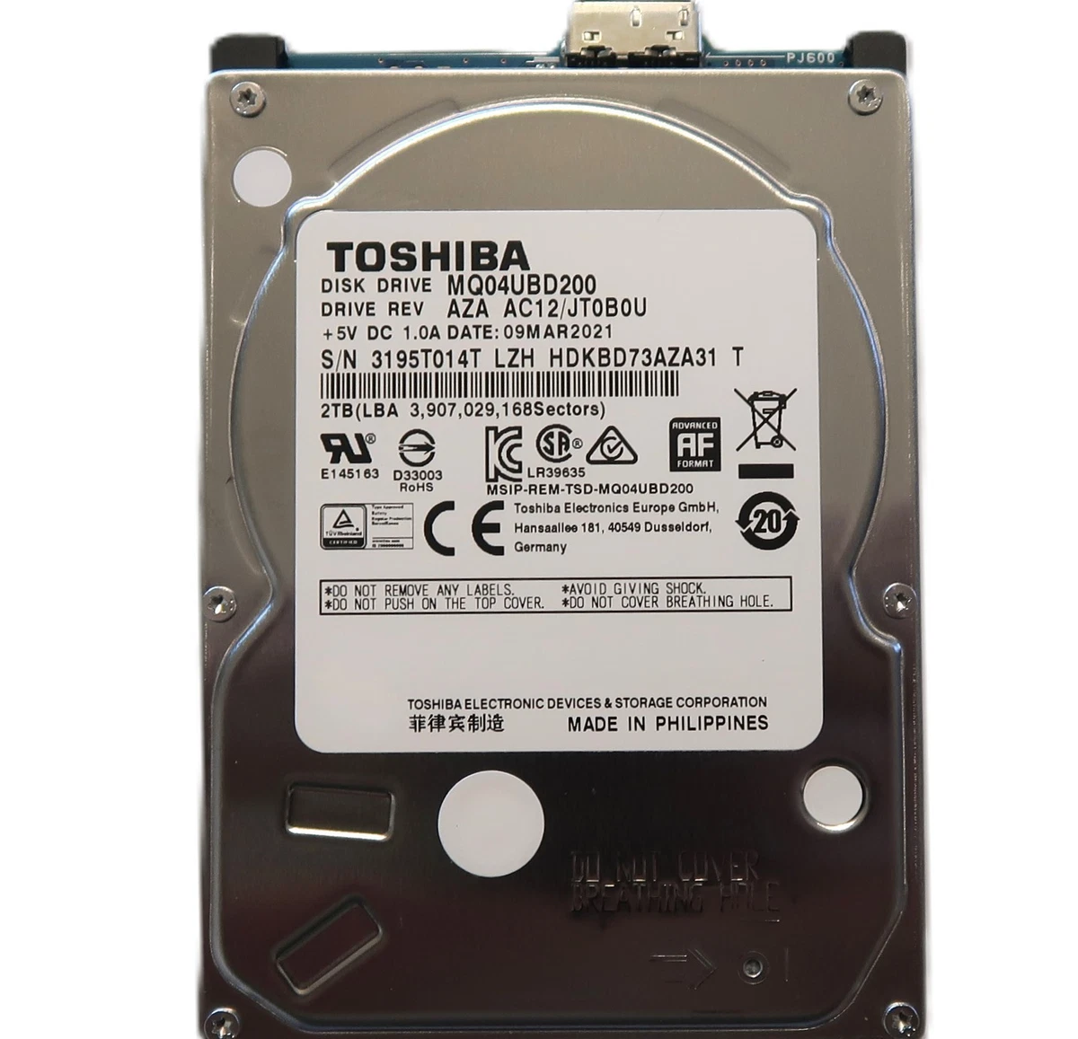 Toshiba Internal Hard Disk Drives 2.5 in Form Factor 2TB Storage