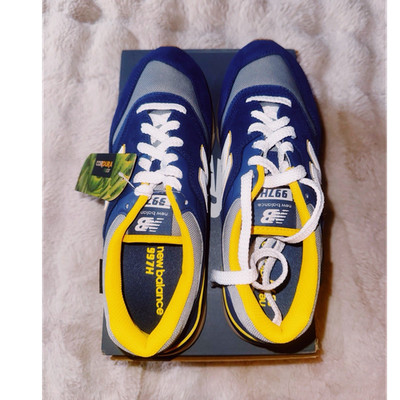 New Balance 997H Blue Yellow Gray White Mesh Suede Women s Athletic Sneakers