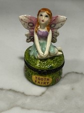 Vintage hand-painted porcelain or resin tooth fairy trinket box