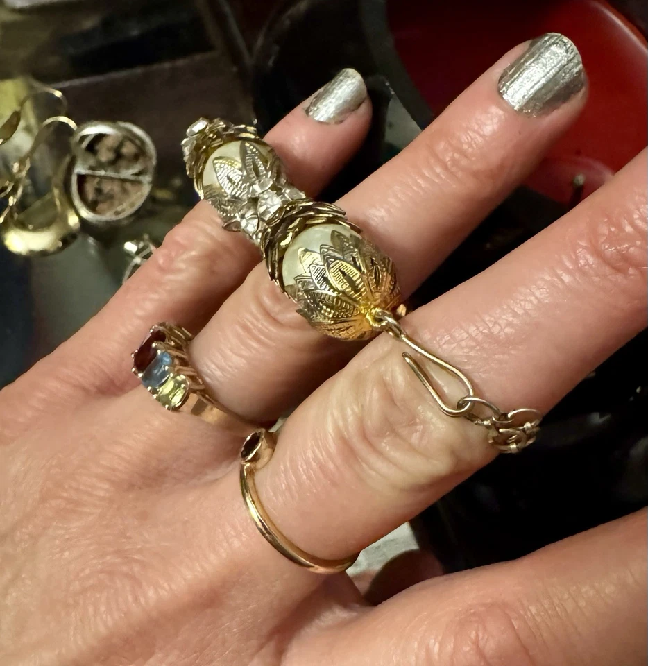 Brazalete de filigrana enchapado en oro SLVR de perlas de cristal indio raro joyería pequeña Foto 4 de 4