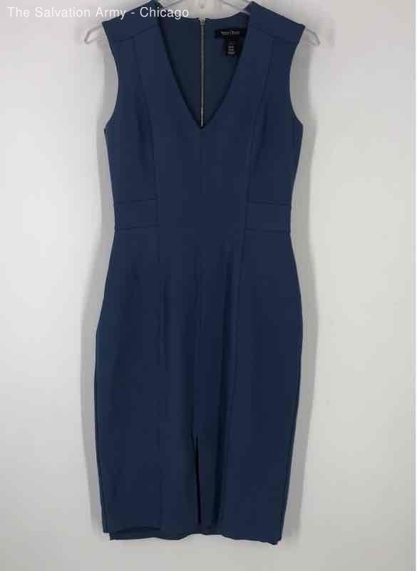 White House Black Market Womens Blue Sleeveless V-Neck Sheath Dress Size 2