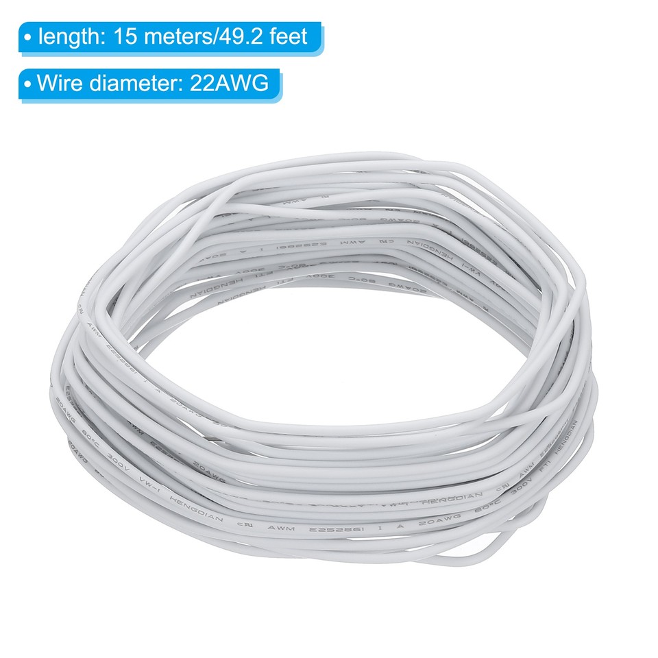 PATIKIL 22AWG Solid Electric Wire - 49Ft Yellow Tinned Copper Hook Up Wire UL1007