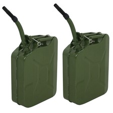 2X 5 Gallon decorative Jerry Can Steel Tank Green Military NATO Style