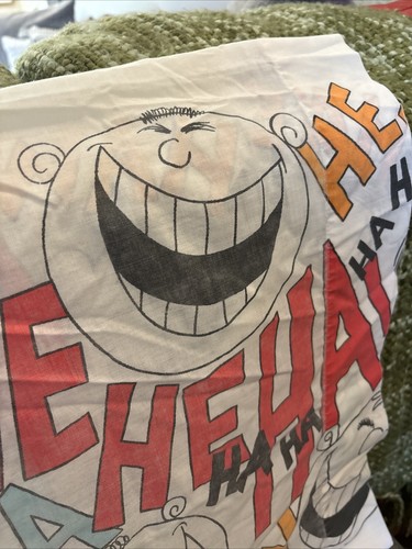 VTG 70s Cannon Monticello Pillowcase HAHA He Haw Grins Laughing Faces 31” x 20” - Picture 4 of 10
