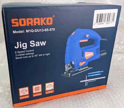 SORAKO 600W Elektro Stichsäge 60 mm Schnitttiefe 6 Geschwindigkeiten 3 Orbitaleinstellungen - Blau