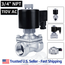 3/4" SS 110V AC NORMALLY OPEN Stainless Steel Electric Solenoid Valve N/O 120VAC