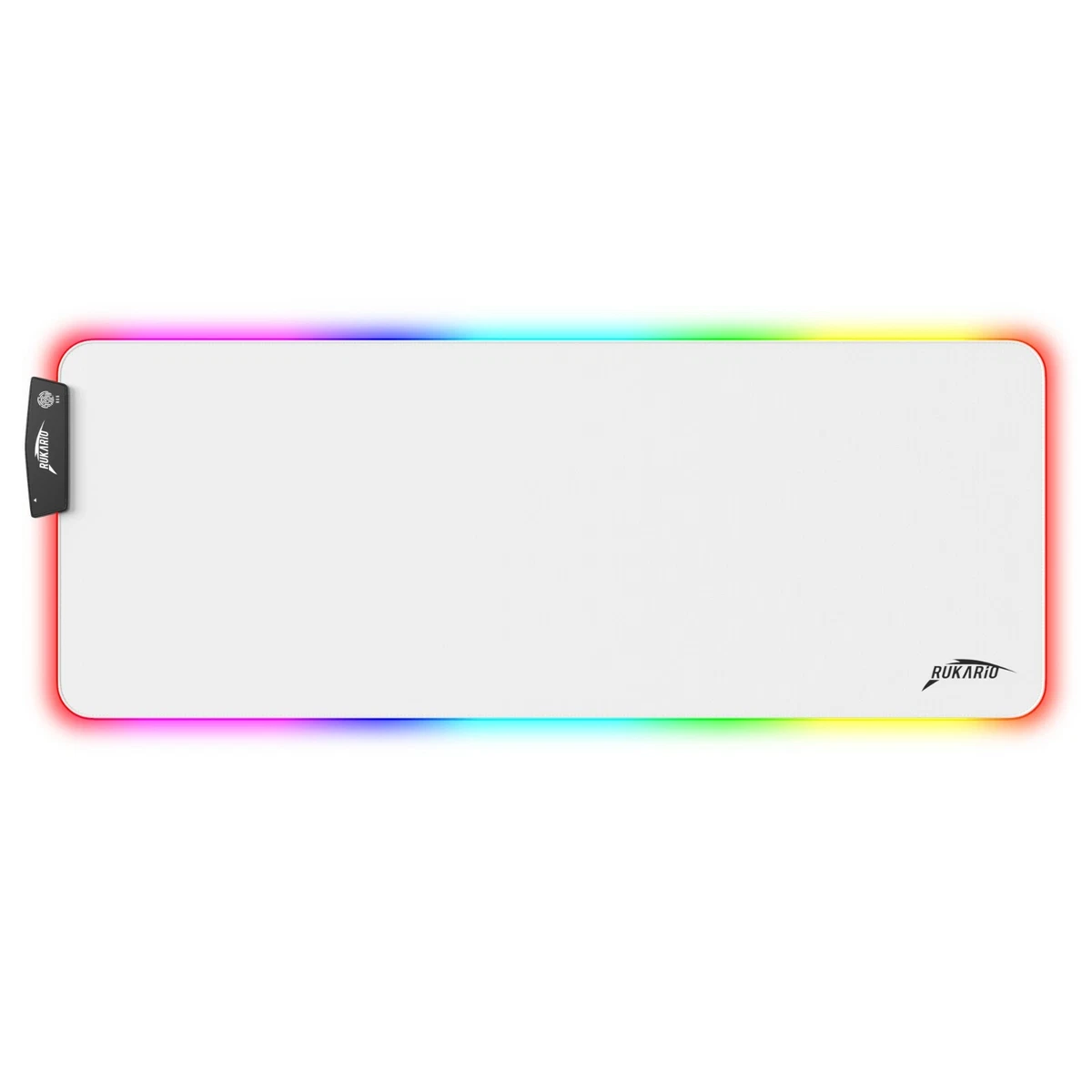 Rukario White RGB Led Gaming Mouse Pad 15 Lighting Modes Soft Smooth Fabric V1