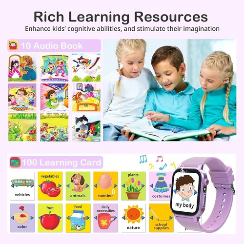 Kids Smart Watch for Girls Age 5-12 with 32 Puzzle Games 12/24 Hr Camera HD Touc - Zdjęcie 6 z 7