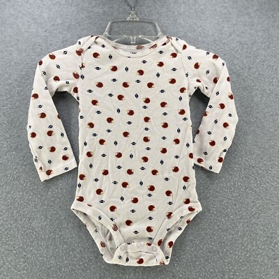 Carter's Baby Boys Bodysuit Size 24M Long Sleeve White American Football Pattern