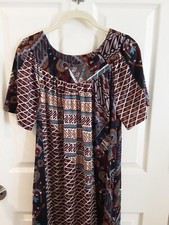 Vintage Sears Hawaiian Loungers TIKI Print House Dress Muu Muu Caftan Medium