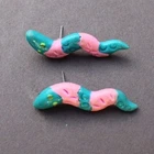 Vtg 1980's Worms Lizards (Cyndi Lauper) Pierced Costume Earrings Jewelry
